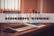 电子游戏英语翻译中文（电子游戏的英语）