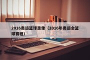 2016奥运篮球录像（2016年奥运会篮球赛程）