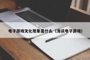 电子游戏文化现象是什么（浅谈电子游戏）