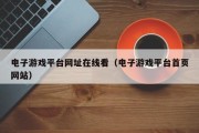 电子游戏平台网址在线看（电子游戏平台首页网站）