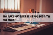 惠州电子游戏厂在哪里啊（惠州电子游戏厂在哪里啊最近）