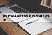 湖南沉迷电子游戏事件真相（湖南电子竞技学院）